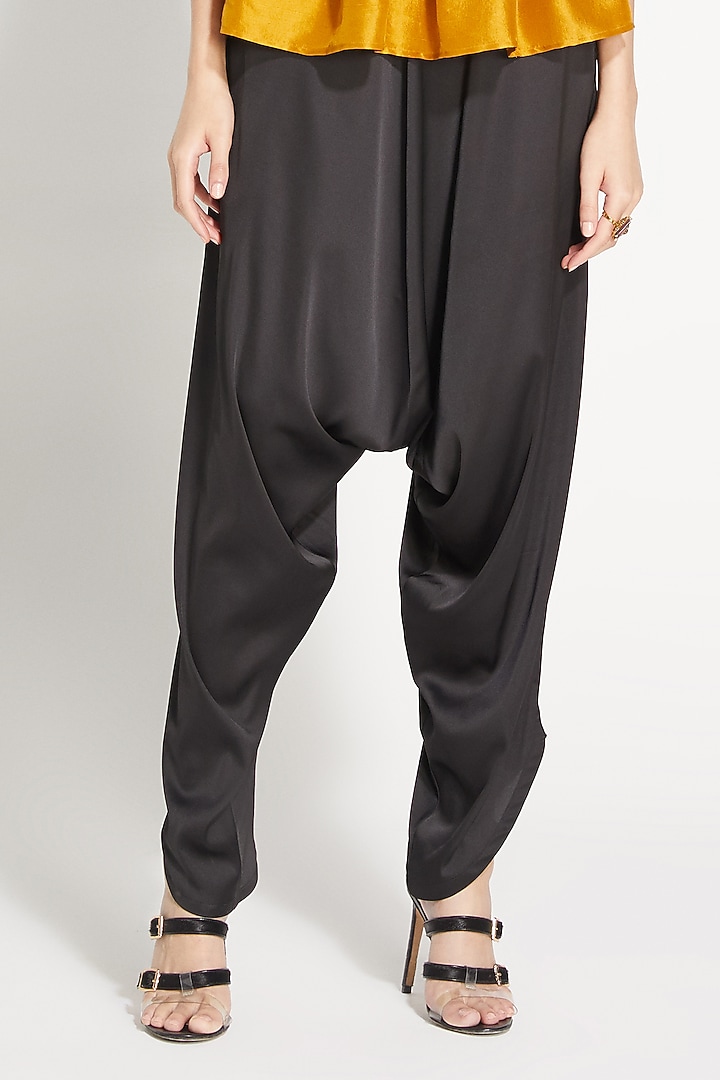Black Satin Pants by 431-88 By Shweta Kapur at Pernia's Pop Up Shop