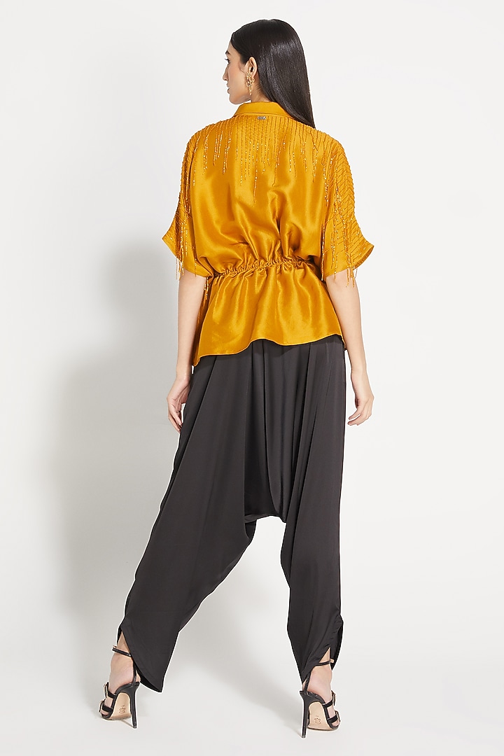Black Satin Pants by 431-88 By Shweta Kapur at Pernia's Pop Up Shop