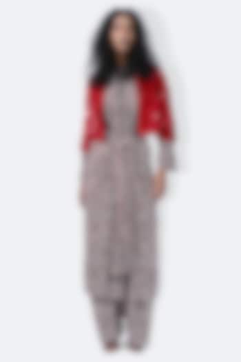 Red Satin Jacket by 431-88 By Shweta Kapur at Pernia's Pop Up Shop