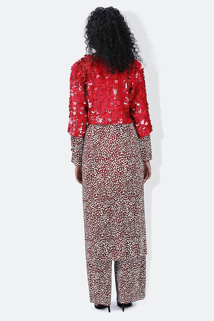 Red Satin Jacket by 431-88 By Shweta Kapur at Pernia's Pop Up Shop