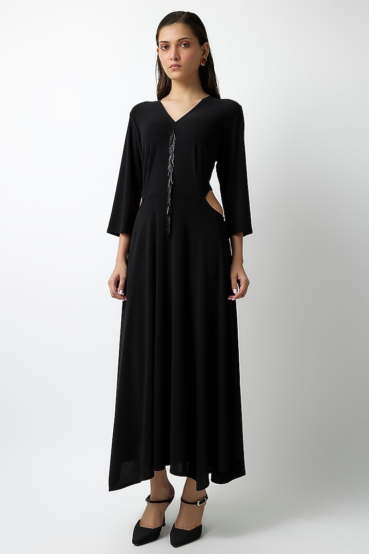 Black Jersey Vacation Dress by 431-88 By Shweta Kapur at Pernia's Pop Up Shop
