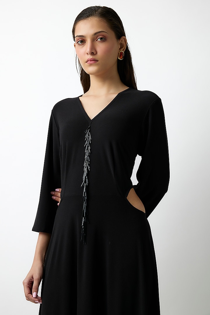 Black Jersey Vacation Dress by 431-88 By Shweta Kapur at Pernia's Pop Up Shop