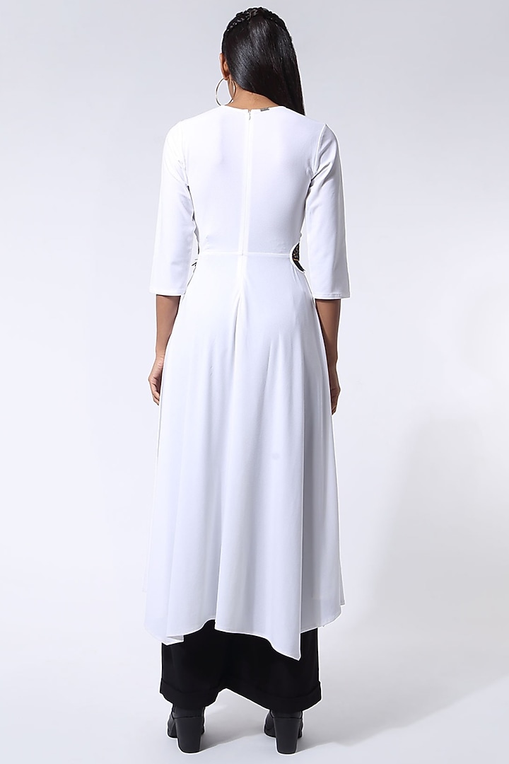 Off-White Jersey Hand Embroidered Draped Vacation Dress by 431-88 By Shweta Kapur at Pernia's Pop Up Shop