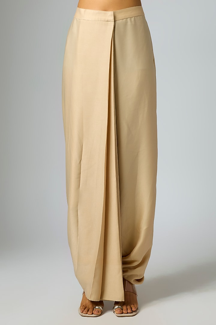 Gold Satin Pleated Dhoti Pants by 431-88 By Shweta Kapur at Pernia's Pop Up Shop