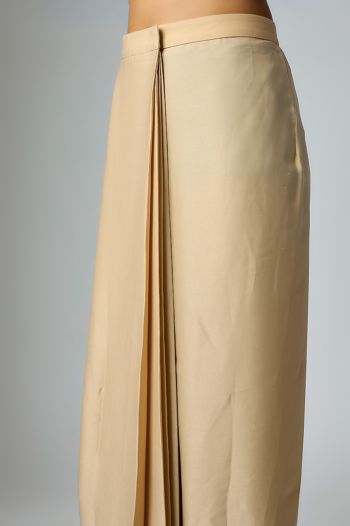 Gold Satin Pleated Dhoti Pants by 431-88 By Shweta Kapur at Pernia's Pop Up Shop