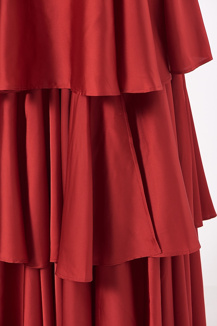 Red Satin Lycra Layered Gypsy Pants by 431-88 By Shweta Kapur at Pernia's Pop Up Shop