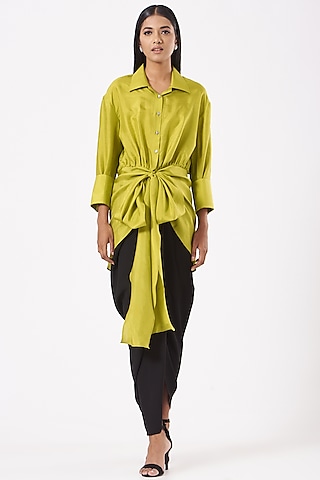 Lemon Silk Dupion Ace Shirt by 431-88 By Shweta Kapur