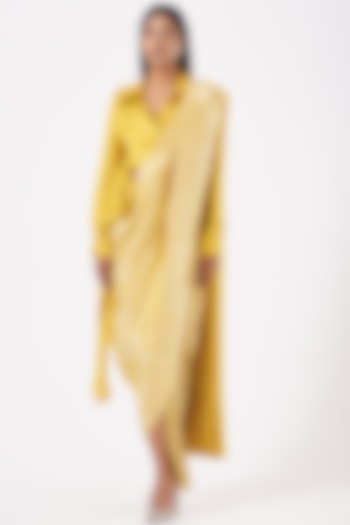 Ochre Yellow Silk Ken Shirt by 431-88 By Shweta Kapur at Pernia's Pop Up Shop