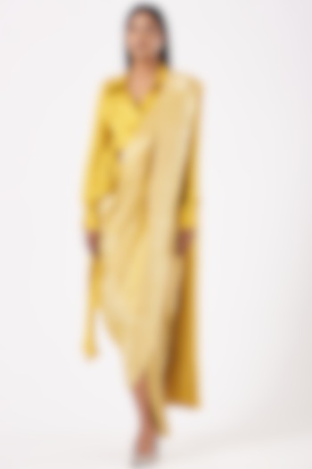 Ochre Yellow Silk Ken Shirt by 431-88 By Shweta Kapur