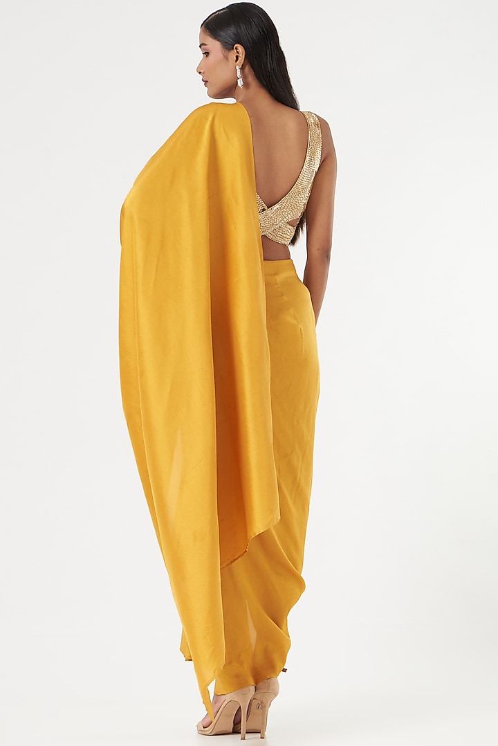 Yellow Silk Pre Draped Wedding Saree by 431-88 By Shweta Kapur at Pernia's Pop Up Shop