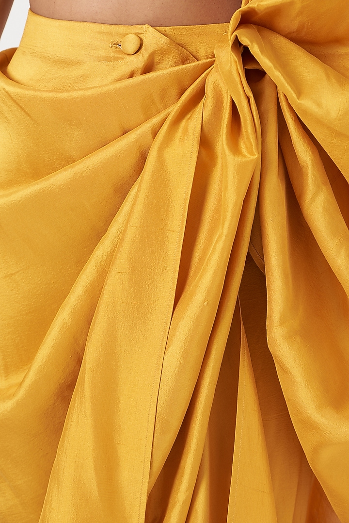 Yellow Silk Pre Draped Wedding Saree by 431-88 By Shweta Kapur at Pernia's Pop Up Shop