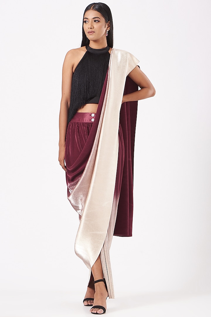 Black Halter Fringe Top by 431-88 By Shweta Kapur at Pernia's Pop Up Shop