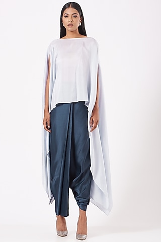 Ice Blue Silk SK Cape by 431-88 By Shweta Kapur