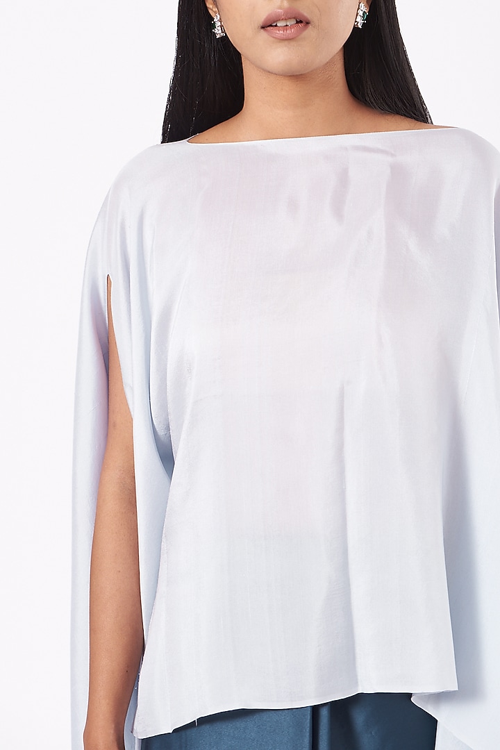 Ice Blue Silk SK Cape by 431-88 By Shweta Kapur at Pernia's Pop Up Shop
