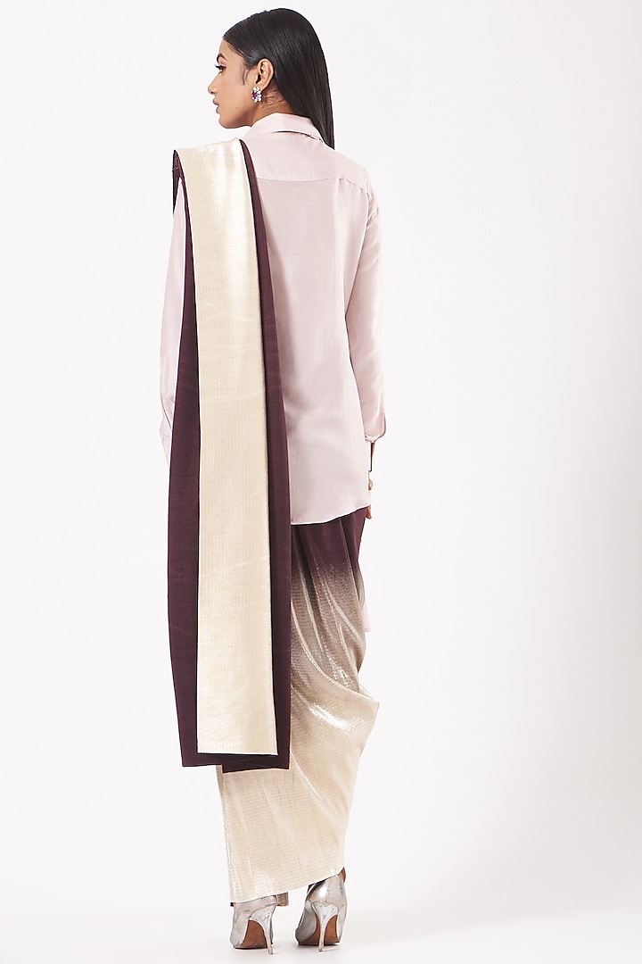 Baby Pink Silk Kim Shirt by 431-88 By Shweta Kapur at Pernia's Pop Up Shop