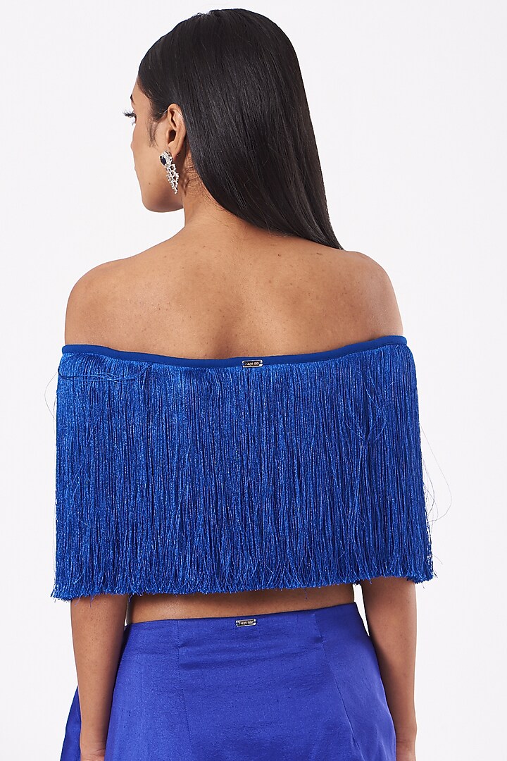 Electric Blue Fringe Top  by 431-88 By Shweta Kapur at Pernia's Pop Up Shop