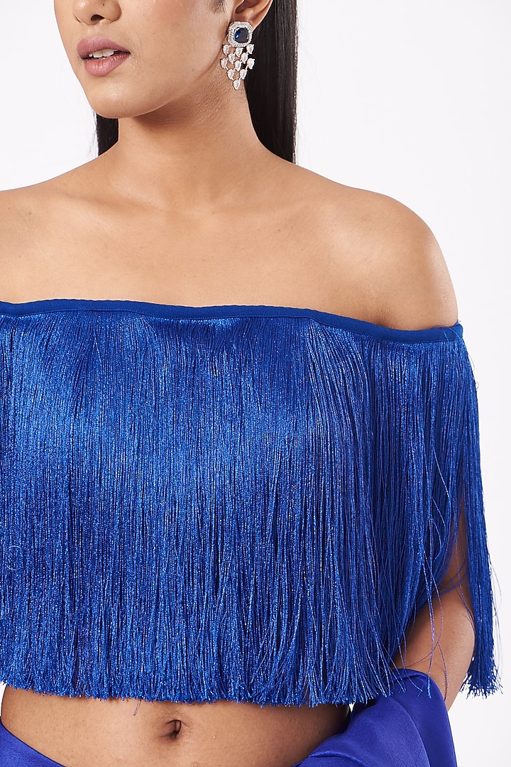 Electric Blue Fringe Top  by 431-88 By Shweta Kapur at Pernia's Pop Up Shop