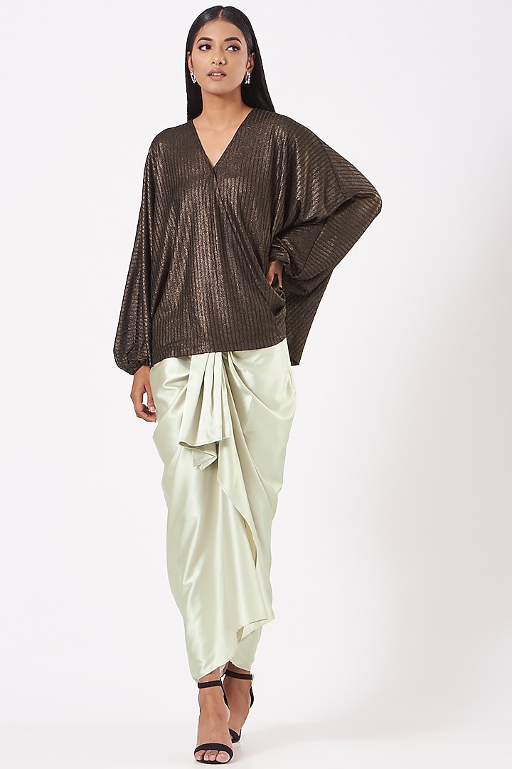 Copper Striped Jersey Studio Top by 431-88 By Shweta Kapur at Pernia's Pop Up Shop