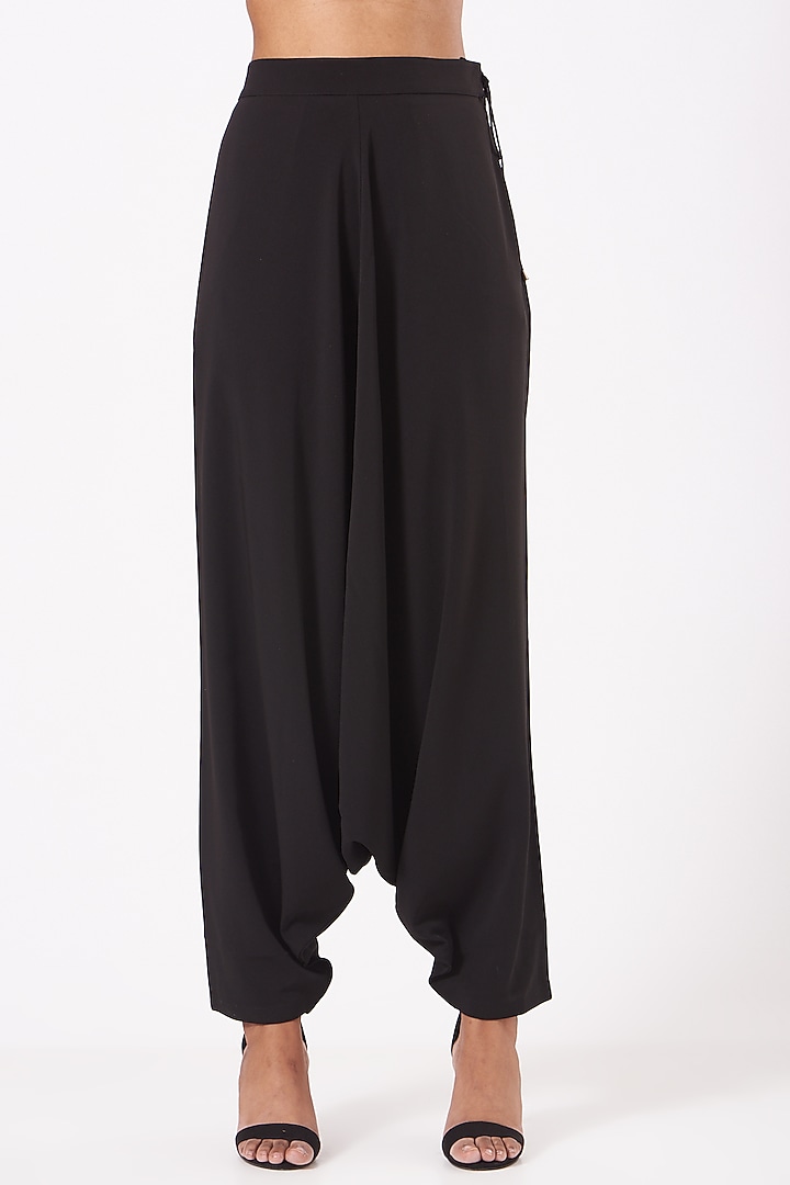 Black Jersey Harem Pants by 431-88 By Shweta Kapur at Pernia's Pop Up Shop