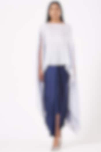 Electric Blue Satin Dhoti Pants by 431-88 By Shweta Kapur at Pernia's Pop Up Shop