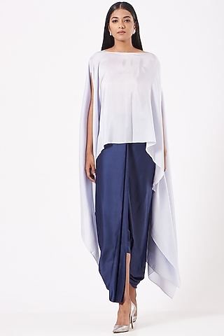 Electric Blue Satin Dhoti Pants by 431-88 By Shweta Kapur