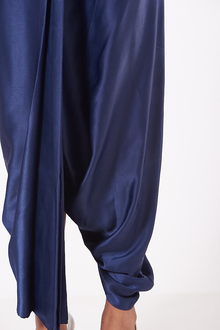 Electric Blue Satin Dhoti Pants by 431-88 By Shweta Kapur at Pernia's Pop Up Shop