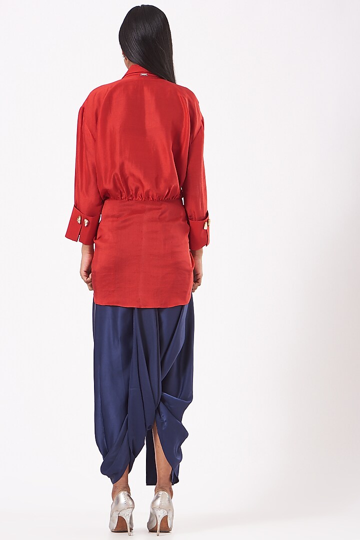 Red Silk Ace Shirt by 431-88 By Shweta Kapur at Pernia's Pop Up Shop