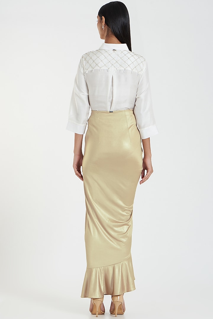 White Satin Shirt by 431-88 By Shweta Kapur at Pernia's Pop Up Shop