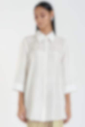 White Satin Shirt by 431-88 By Shweta Kapur