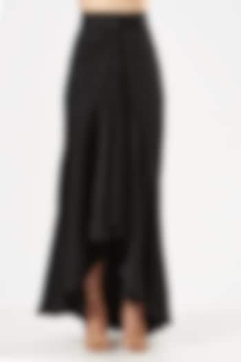 Black Stretch Satin Skirt by 431-88 By Shweta Kapur