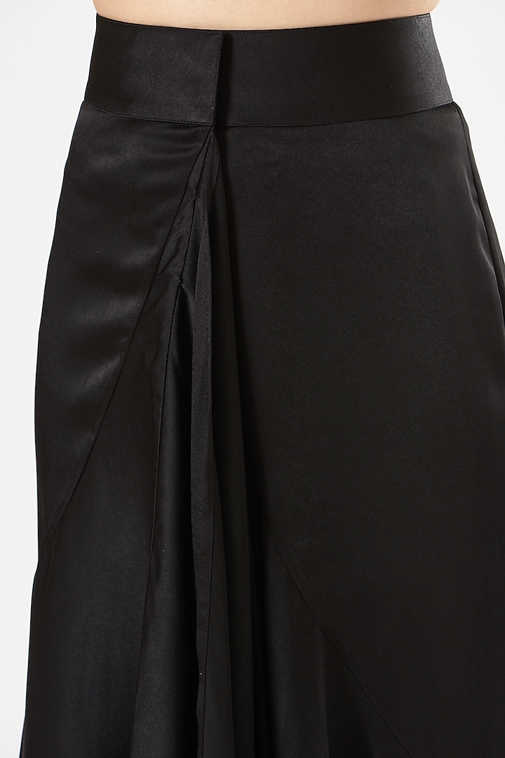 Black Stretch Satin Skirt by 431-88 By Shweta Kapur at Pernia's Pop Up Shop