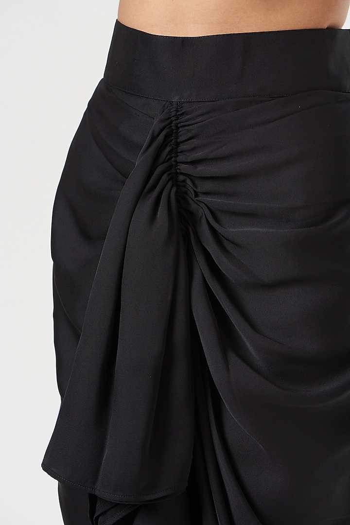 Black Satin Draped Pencil Skirt by 431-88 By Shweta Kapur at Pernia's Pop Up Shop
