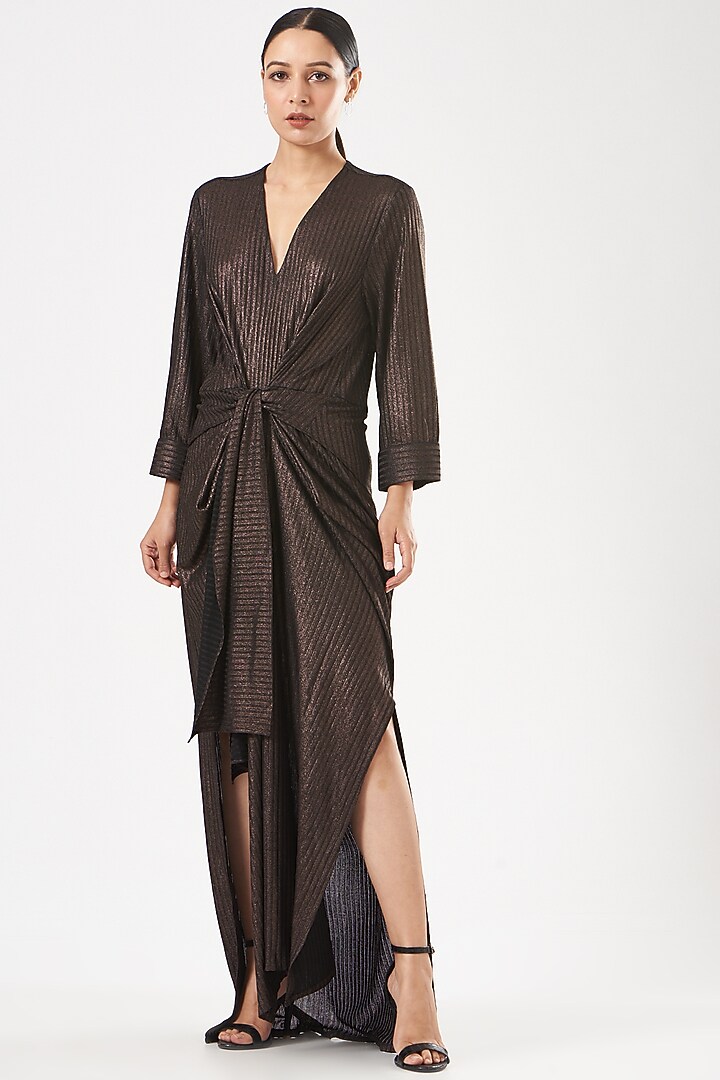 Sepia Brown Jersey Kaftan Vacation Dress by 431-88 By Shweta Kapur at Pernia's Pop Up Shop