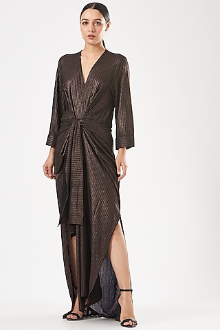 Sepia Brown Jersey Kaftan Dress by 431-88 By Shweta Kapur