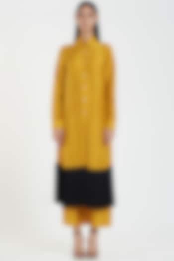 Yellow & Black Silk Kurta Set by 431-88 By Shweta Kapur at Pernia's Pop Up Shop