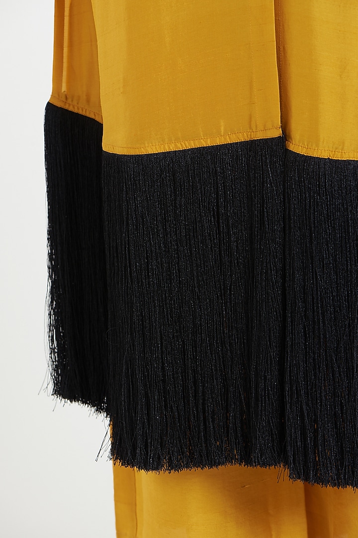 Yellow & Black Silk Kurta Set by 431-88 By Shweta Kapur at Pernia's Pop Up Shop
