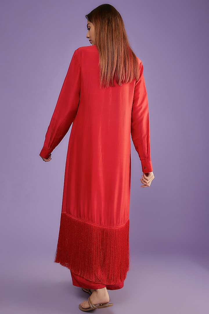 Red Silk Kurta Set by 431-88 By Shweta Kapur at Pernia's Pop Up Shop