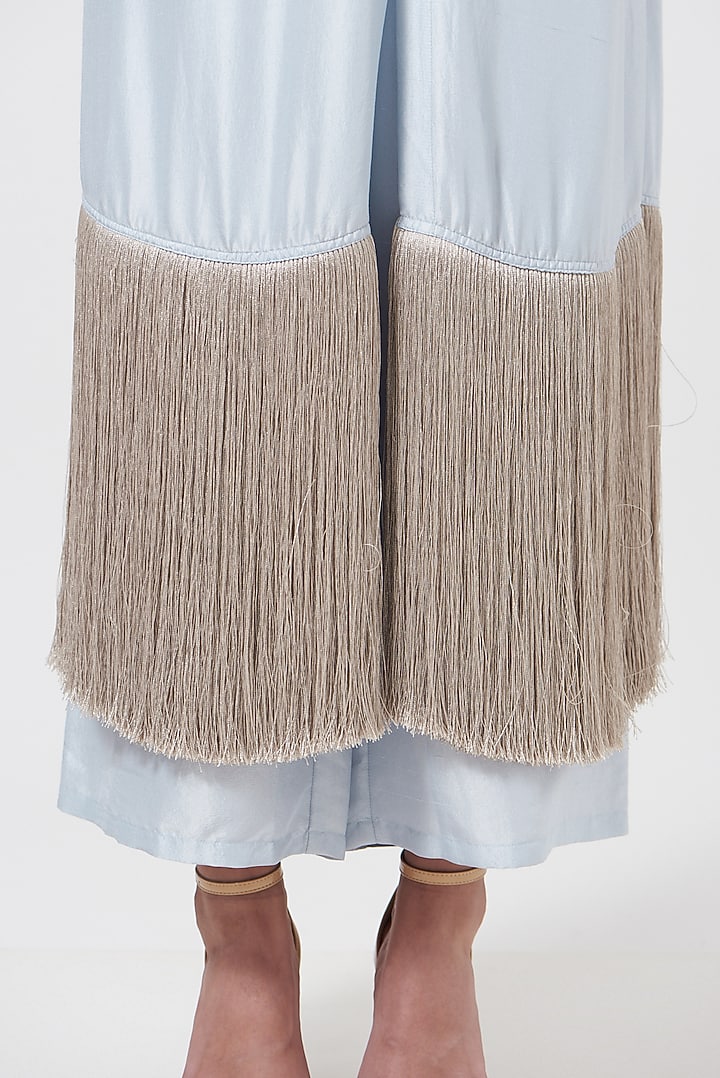 Blue & Beige Silk Kurta Set by 431-88 By Shweta Kapur at Pernia's Pop Up Shop