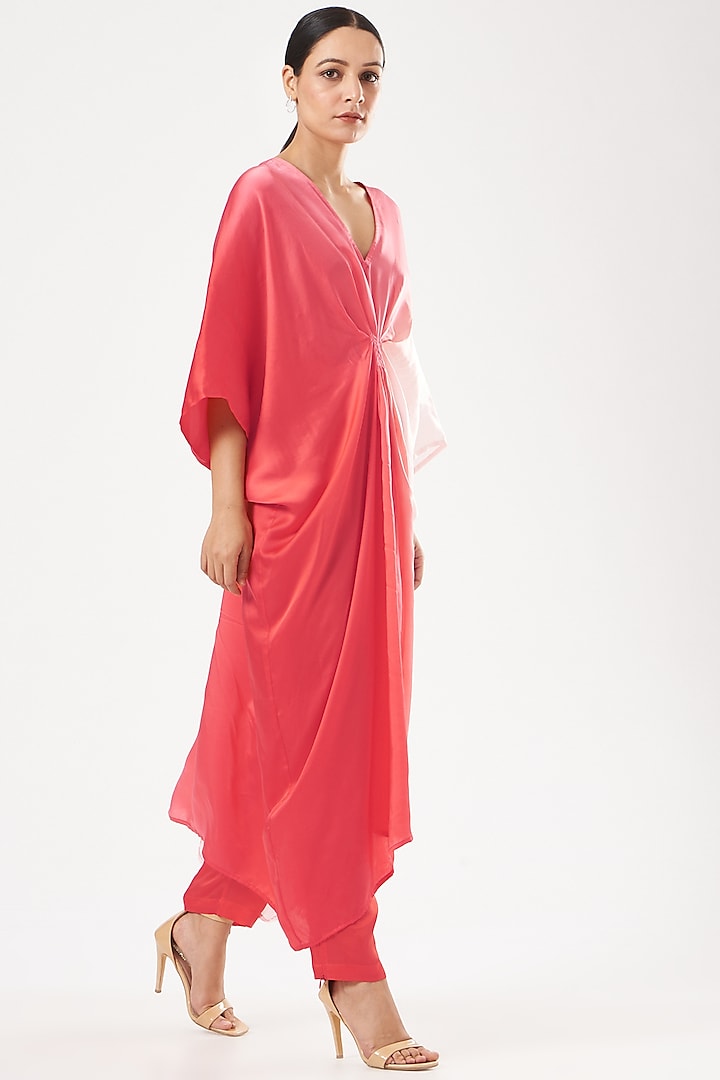 Orange Bamboo Silk Kurta Set by 431-88 By Shweta Kapur at Pernia's Pop Up Shop