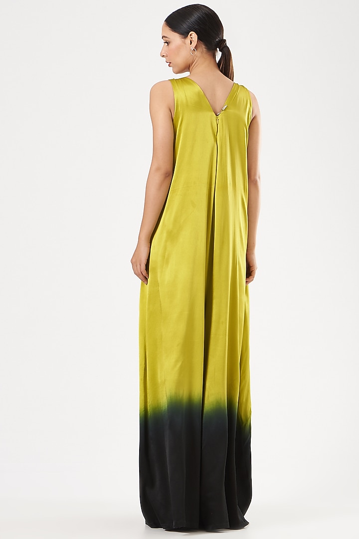 Green To Black Bamboo Silk Jumpsuit by 431-88 By Shweta Kapur at Pernia's Pop Up Shop