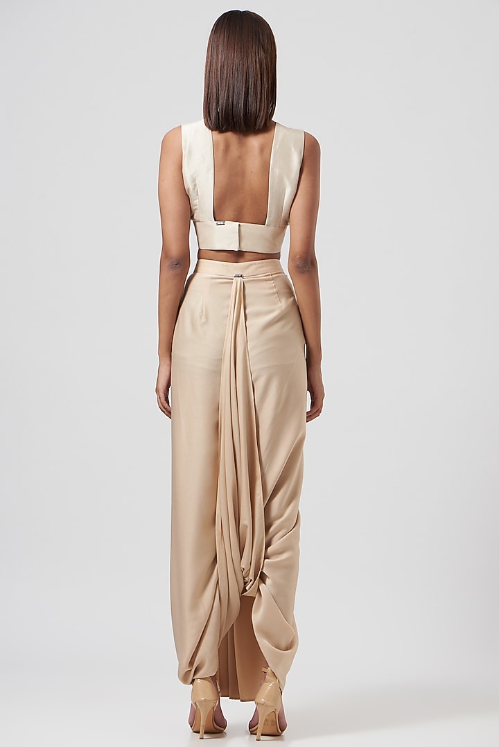 Beige Satin Dhoti Pants by 431-88 By Shweta Kapur at Pernia's Pop Up Shop