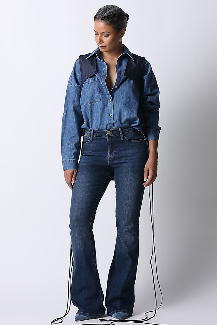 Classic Blue Denim Shirt by 431-88 By Shweta Kapur at Pernia's Pop Up Shop