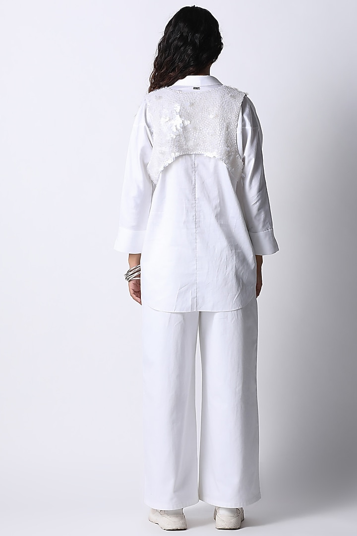 White Cotton Embroidered Shirt by 431-88 By Shweta Kapur at Pernia's Pop Up Shop