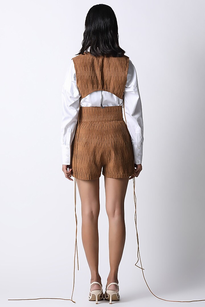 White & Tan Cotton Shirt by 431-88 By Shweta Kapur at Pernia's Pop Up Shop