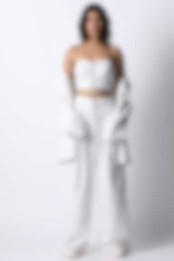 White Suiting Bustier by 431-88 By Shweta Kapur