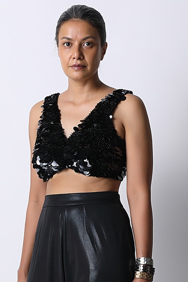 Black Cotton Blouse by 431-88 By Shweta Kapur at Pernia's Pop Up Shop