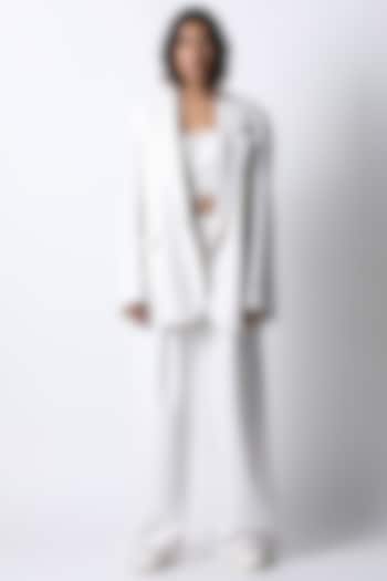White Suiting Oversized Blazer by 431-88 By Shweta Kapur