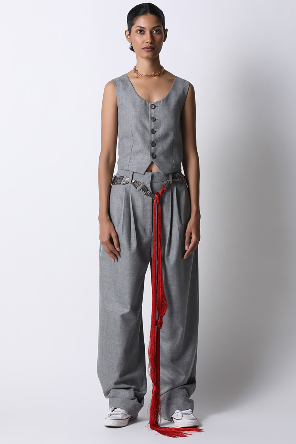 Grey Suiting Waistcoat by 431-88 By Shweta Kapur
