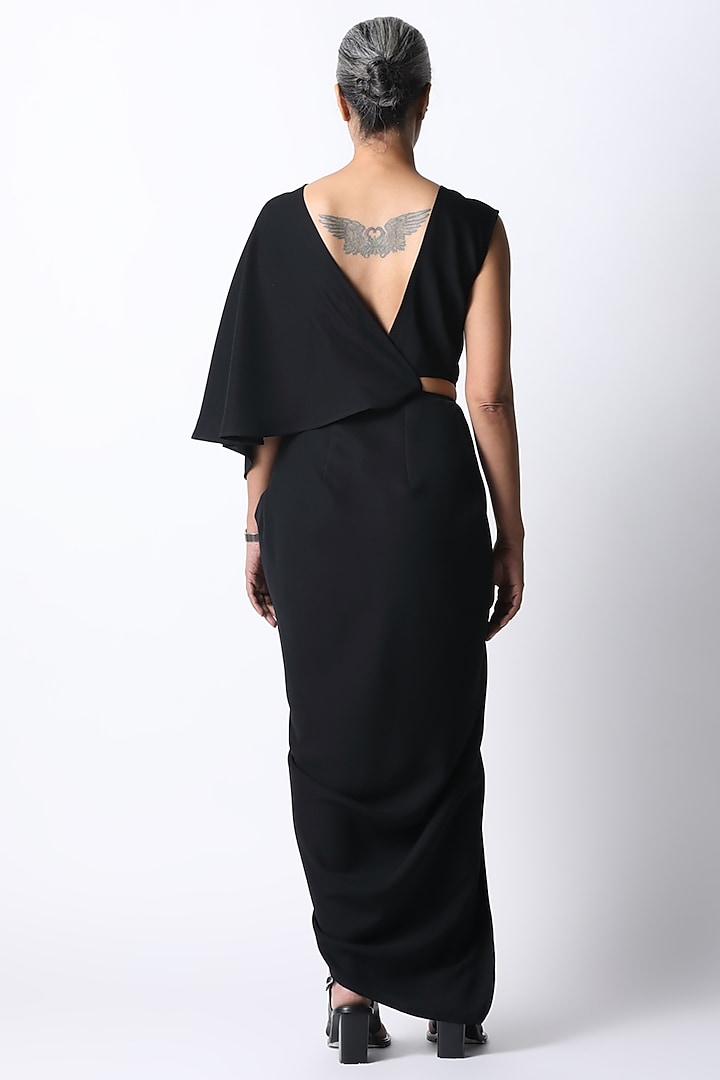 Black Japanese Crepe Vacation Dress by 431-88 By Shweta Kapur at Pernia's Pop Up Shop