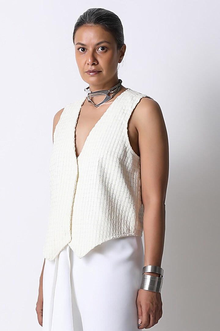 White Crepe Pants by 431-88 By Shweta Kapur at Pernia's Pop Up Shop